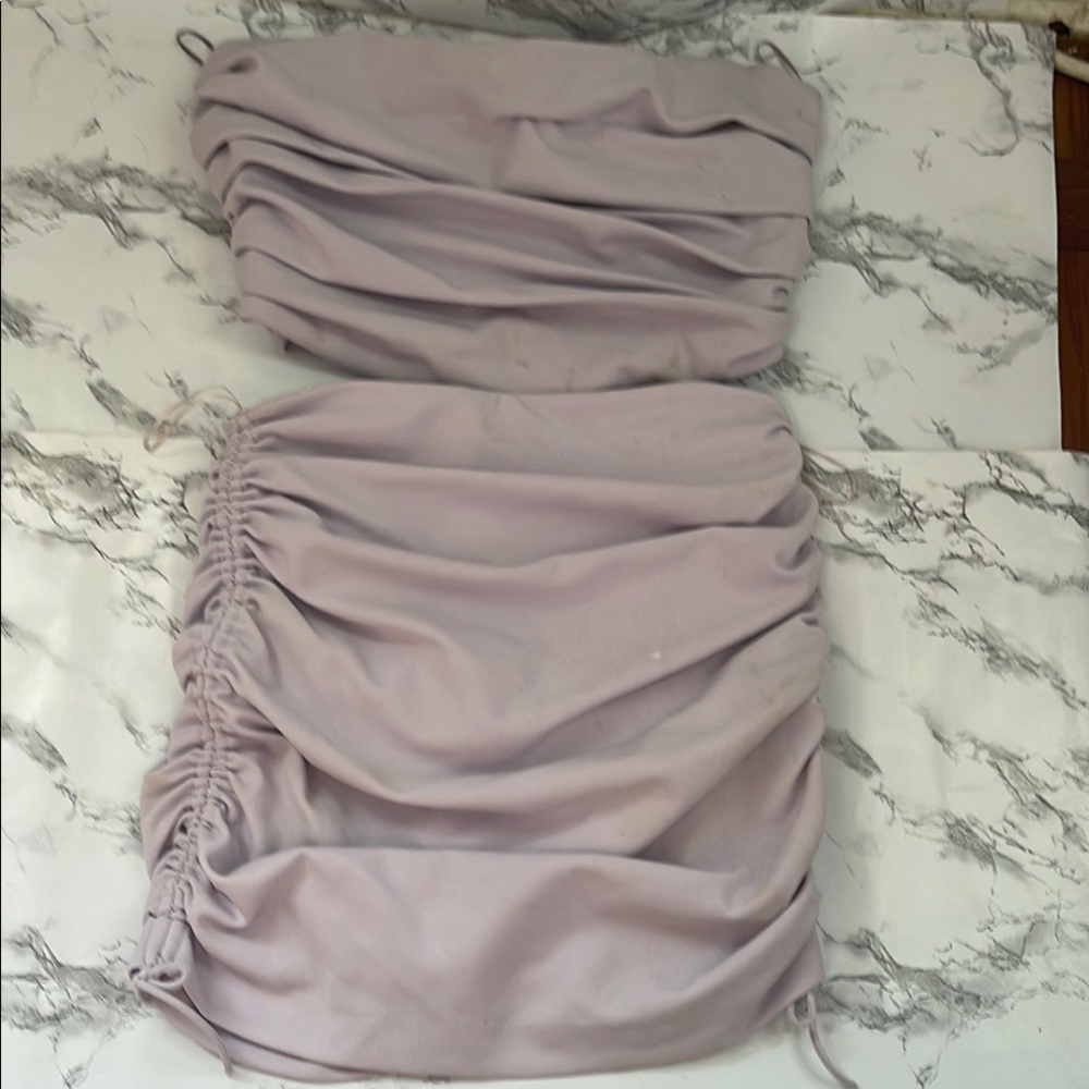 Zara Purple Strapless Ruched Bodycon Dress